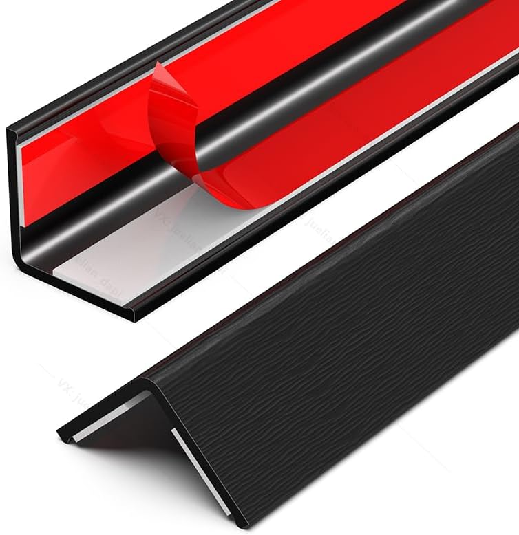 Frychee ‎ Wall Corner Protector, Walls Edge Protector，Self-Adhesive Wall Corner Guards,PVC Double Side Edge Protector， Furniture Stairs Guard (Black Wood Grain 2PCS 100cm/39.37in) - Image 1